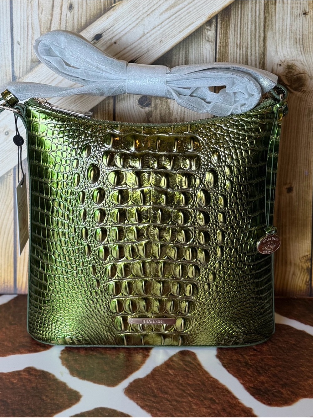 Brahmin Katie Cacti Green Melbourne Leather NWT METALLIC BEAUTY